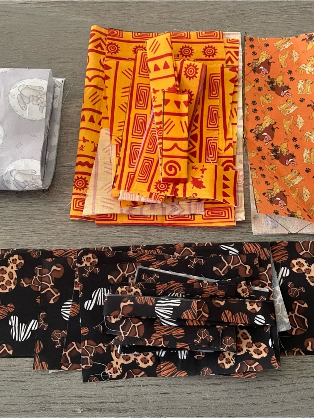 Assorted Disney Printed Fabric Bundles - Yellow/Orange & Black/Brown